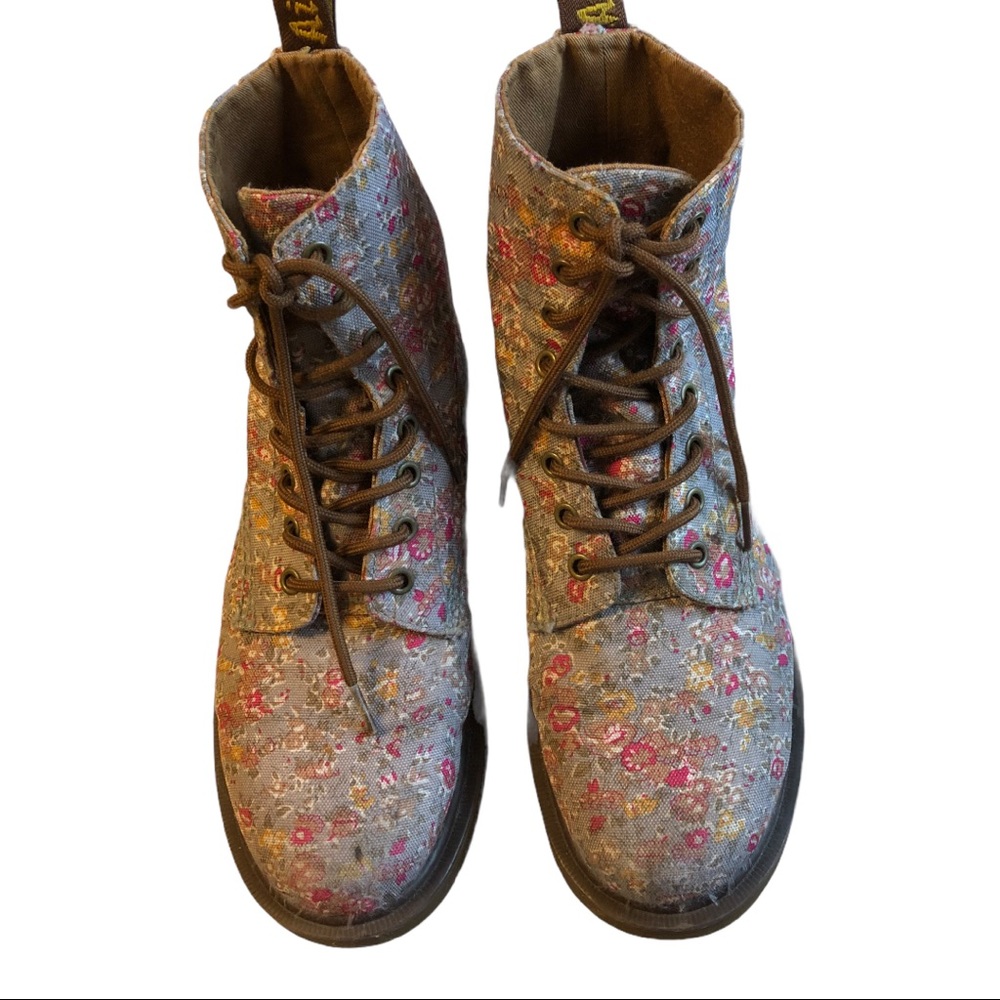 Dr Martens Page Dusty Blue Floral Canvas Boots
